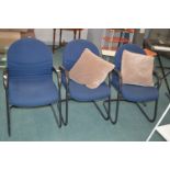*Three Blue Upholstered Metal Framed Chairs