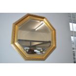 Octagonal Gilt Framed Beveled Edge Mirror