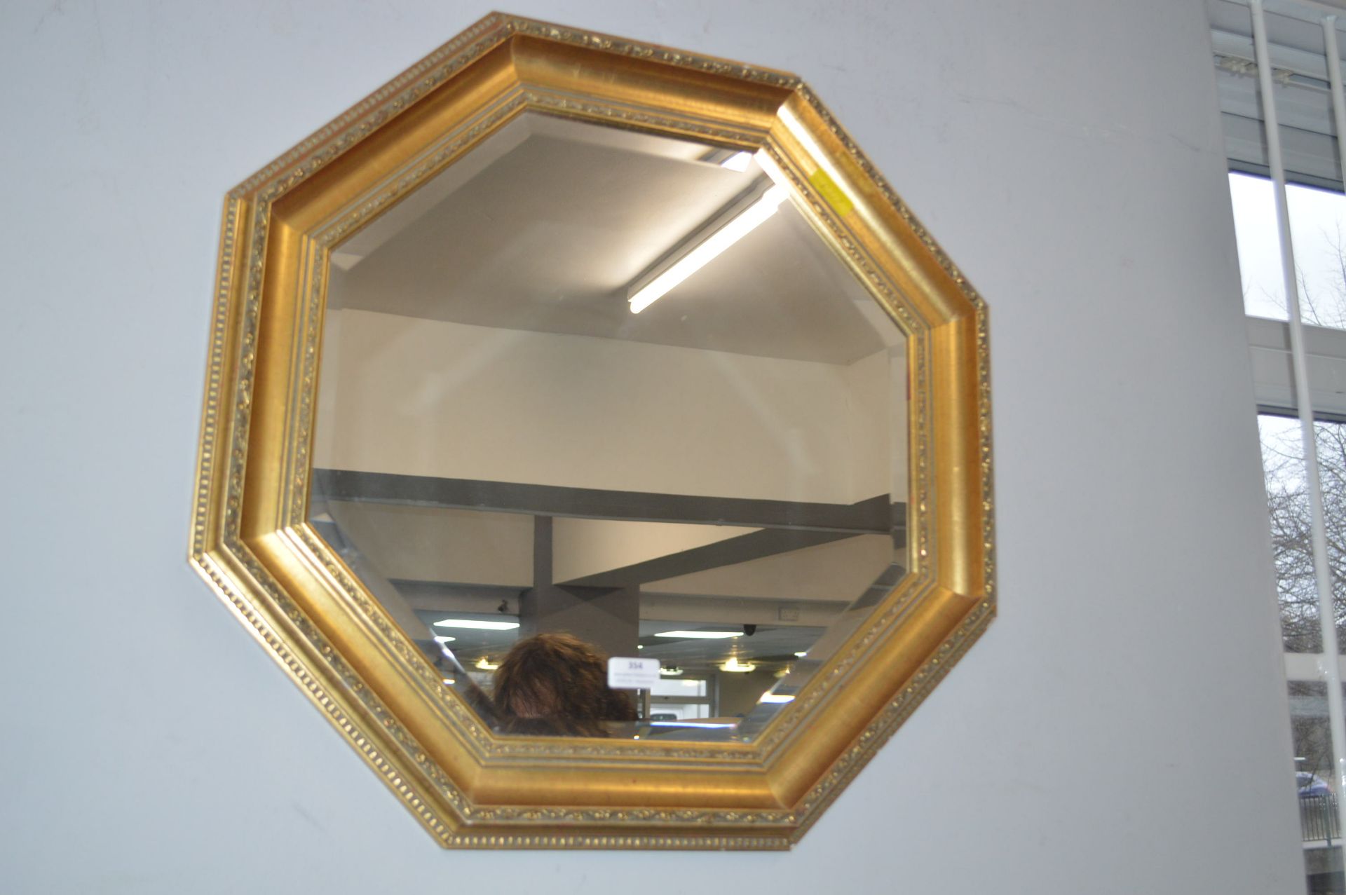 Octagonal Gilt Framed Beveled Edge Mirror