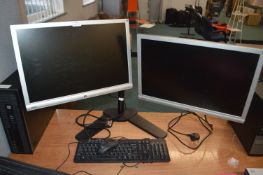 *HP Elite Desktop Computer, Two BenQ 22" Monitors,