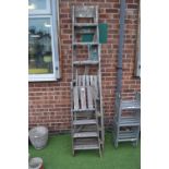 Three Sets of Wooden Step Ladders