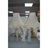 Two Table Lamps and Three Spanish Figurines