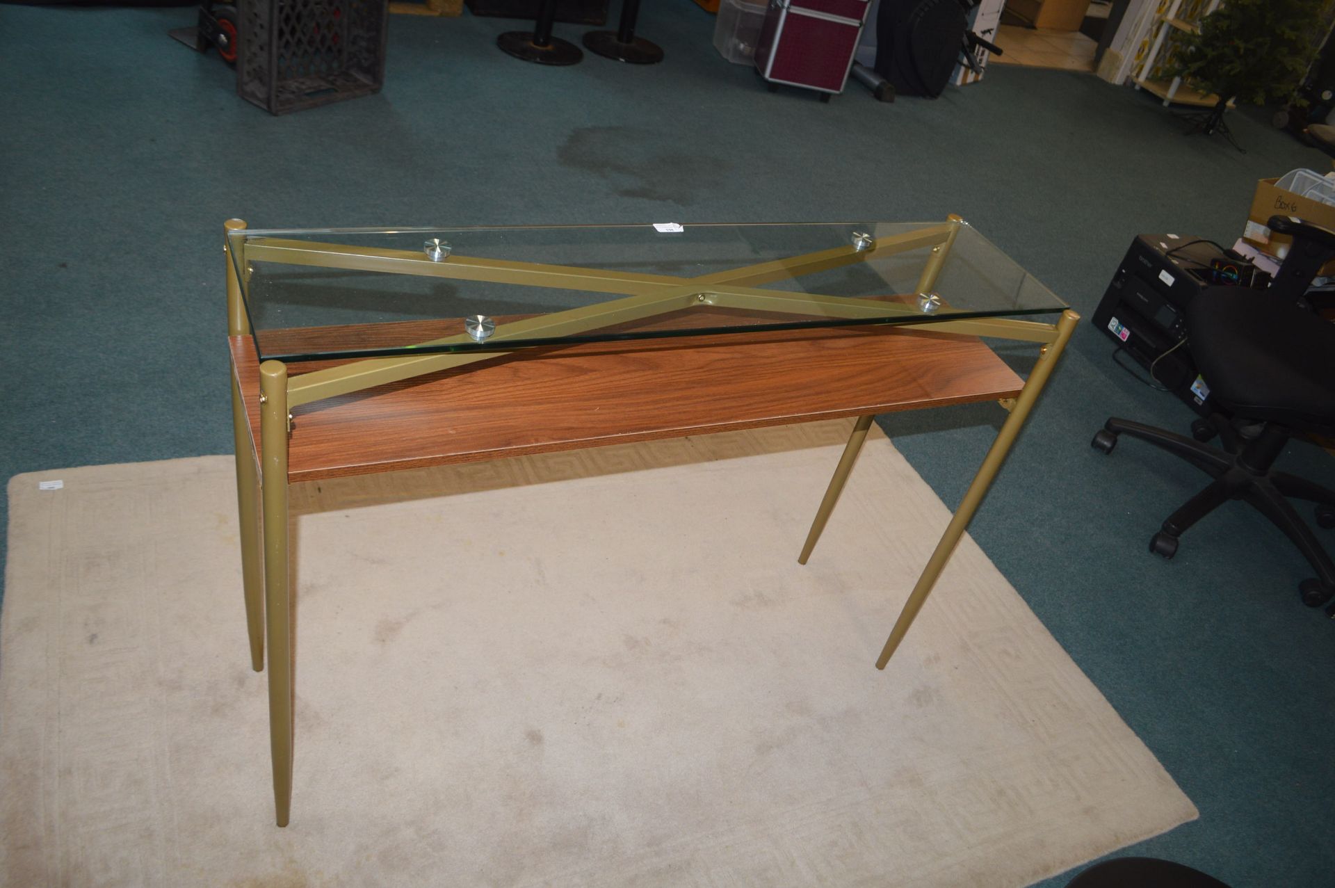 *Glass Topped Metal Framed Console Table - Image 2 of 2