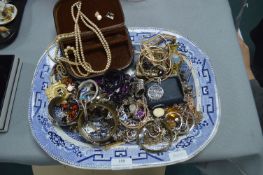 Dish Containing Costume Jewellery and Collectibles