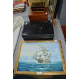 Vintage Boxes and a Sailing Ship Picture