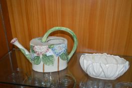 Large Pottery Watering Can plus a Sylvac Crocus Pl