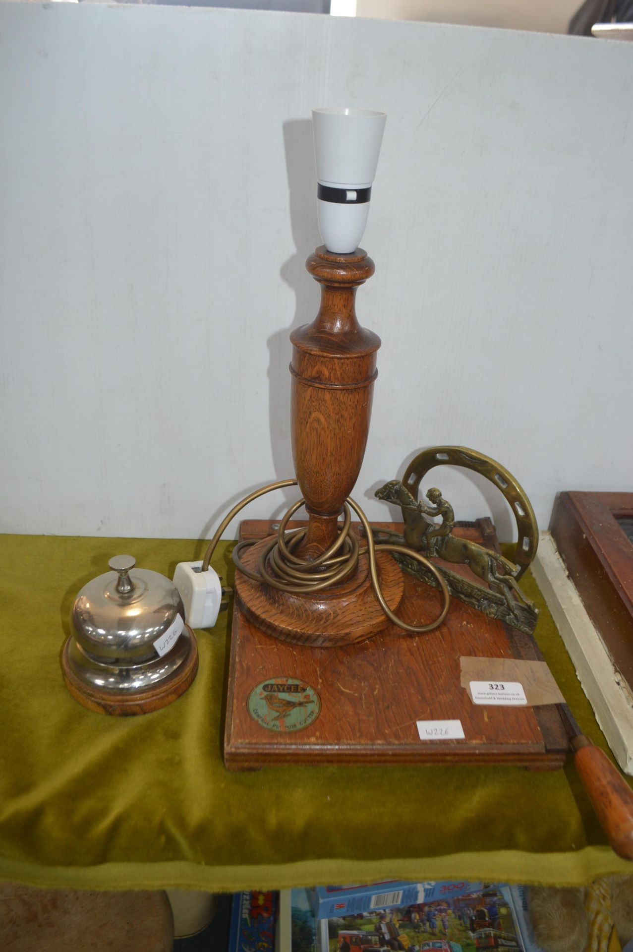 Vintage Items Including Bell, Lamp, Letter Rack, e