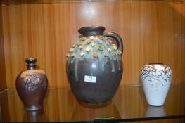 Large Decorative Pottery Ewer, plus Vase, etc.