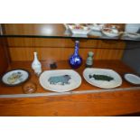 Retro Pottery Including Beefeater Dish, Fish Dish,