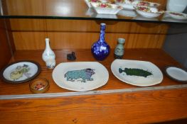 Retro Pottery Including Beefeater Dish, Fish Dish,