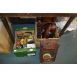 Two Boxes of Vintage Clock Parts and Cases for Spa