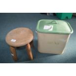 Vintage Turned Wooden Stool, and a Bread Bin