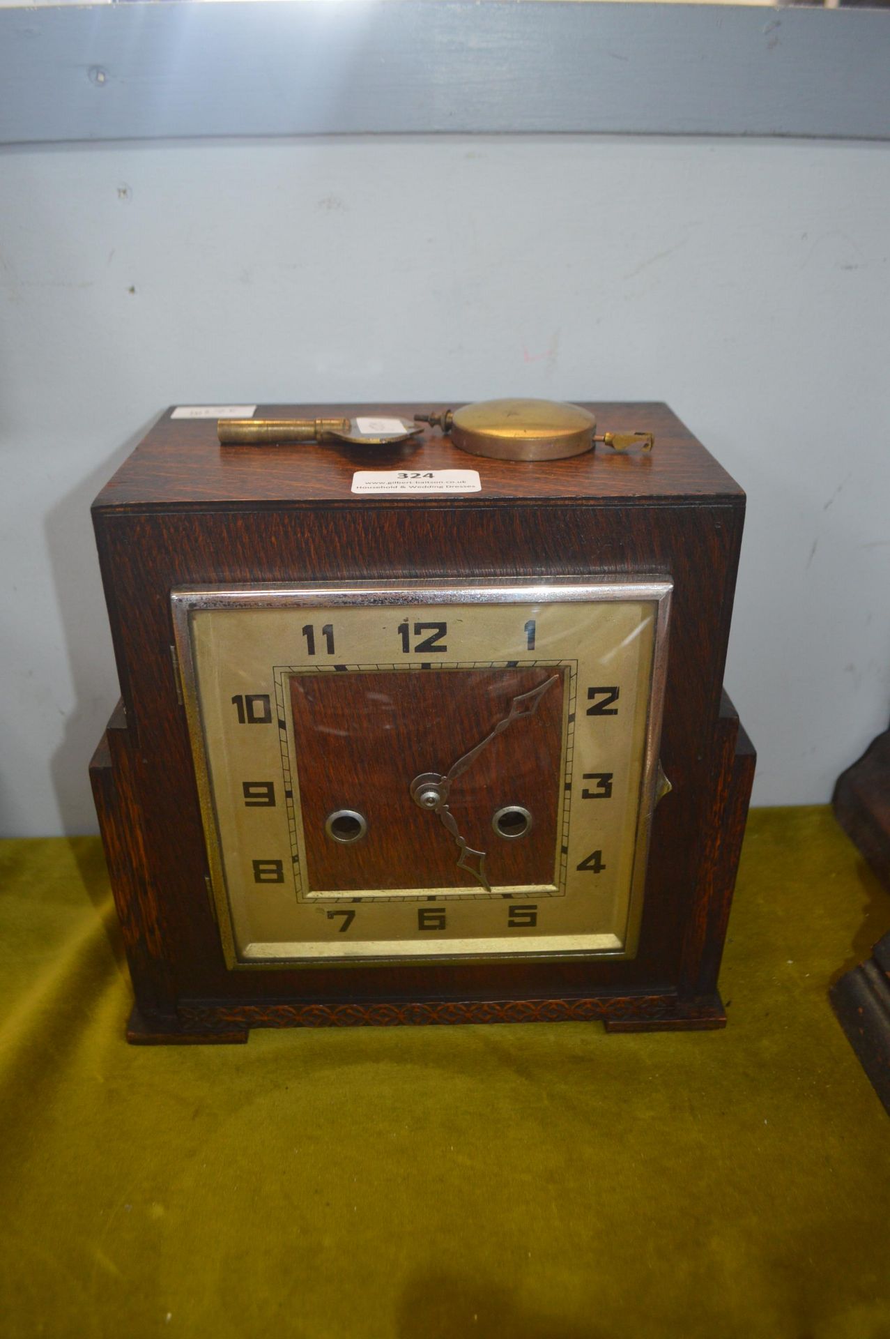 1930's Mantel Clock with Oak Case