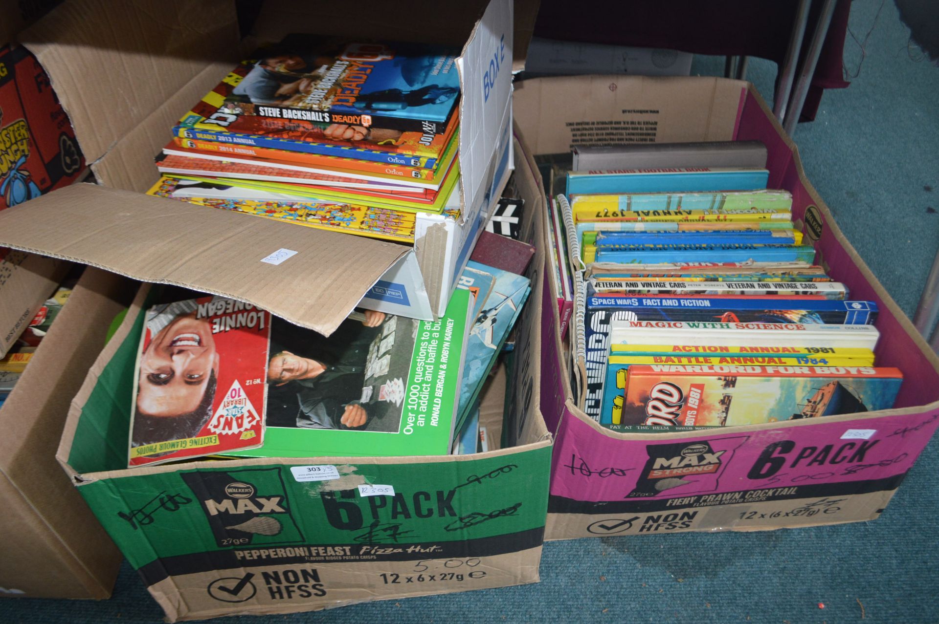 Five Boxes of Books Including Children's Annuals,