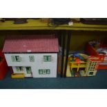 Vintage Dollhouse, Fisher Price Garage, and a Magic Roundabout Set