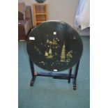 Oriental Folding Glass Topped Table with Mother of