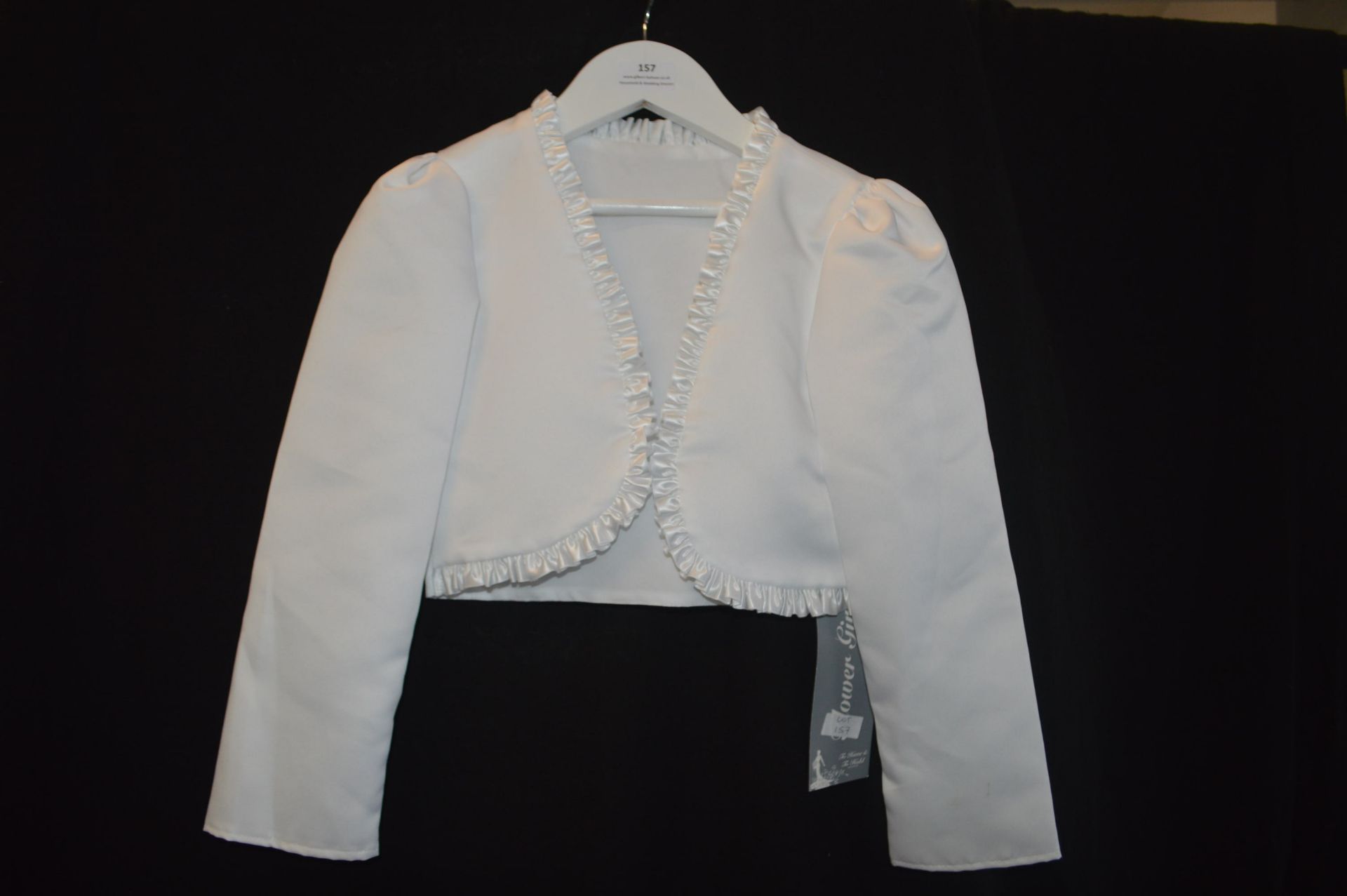 Girl's Long Sleeve Frilled Bolero in White Size: 8