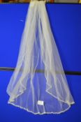 Short Bridal Veil with Faux Pearl Trim