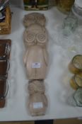 Three Wall Mounted Pottery Owls