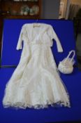 Cream Bridesmaid Dress with Cropped Cardi & Bag