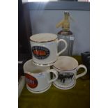 Three Pottery Pint Beer Mugs for Vaux Brewery, plu