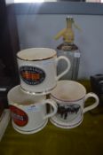 Three Pottery Pint Beer Mugs for Vaux Brewery, plu