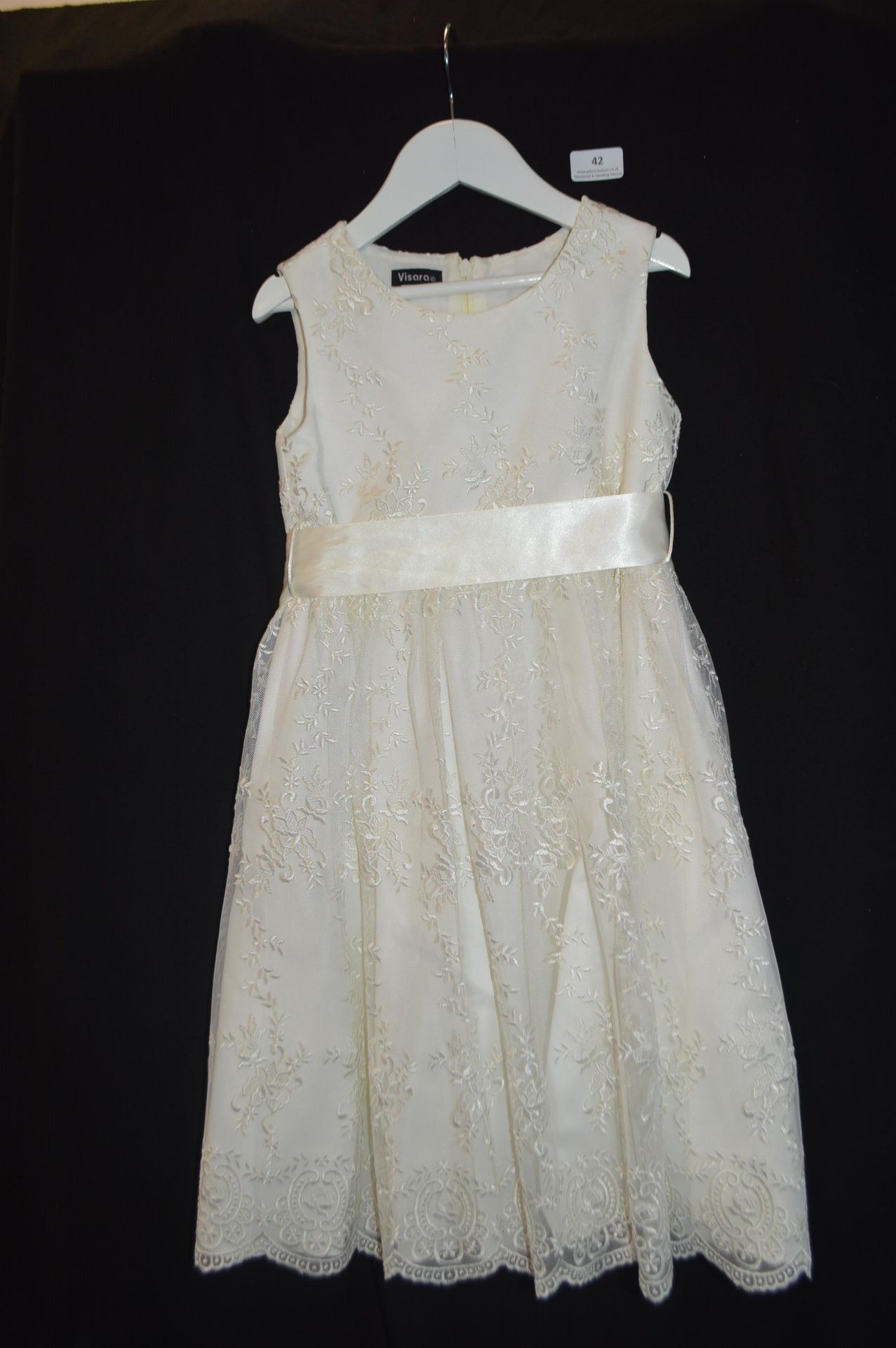 Girl's White Bridesmaid Dress Visara by Size: 5-6 years