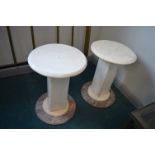 Pair of Marble Pedestal Side Tables