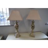 Pair of Table Lamps in Pale Gold