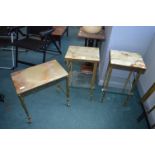 Pair of Marble Effect Tables with Glass Shelves, p