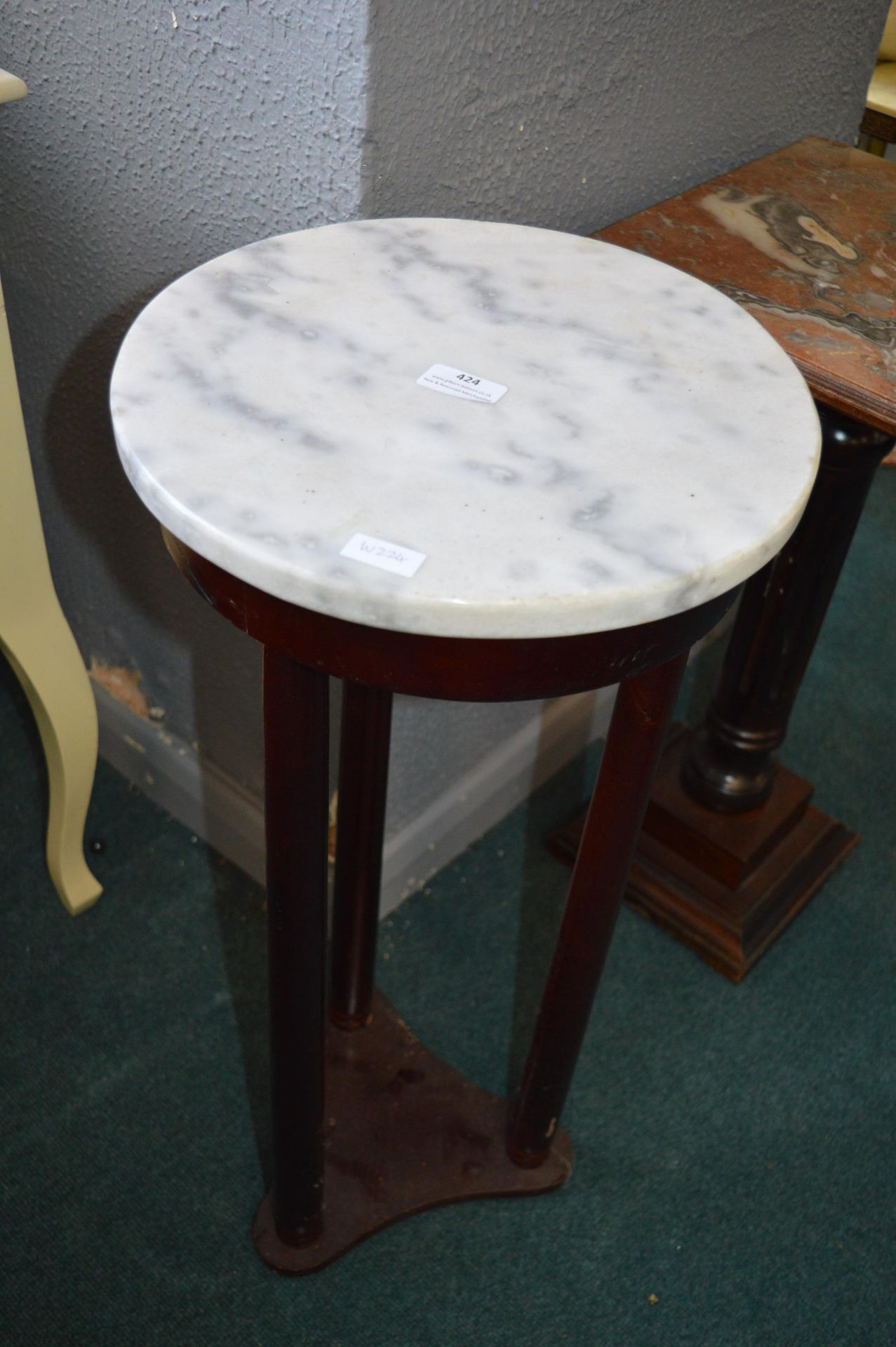 Modern Marble Topped Three Column Occasional Table