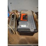 Car Battery Charger, and a Small Keter Toolbox Containing a Quantity of Screws