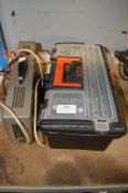 Car Battery Charger, and a Small Keter Toolbox Containing a Quantity of Screws