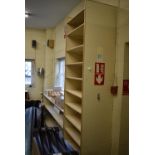 *Corner Section of Shelving and Multi Shelf Cabinet as Situated (buyer to remove, Contents not