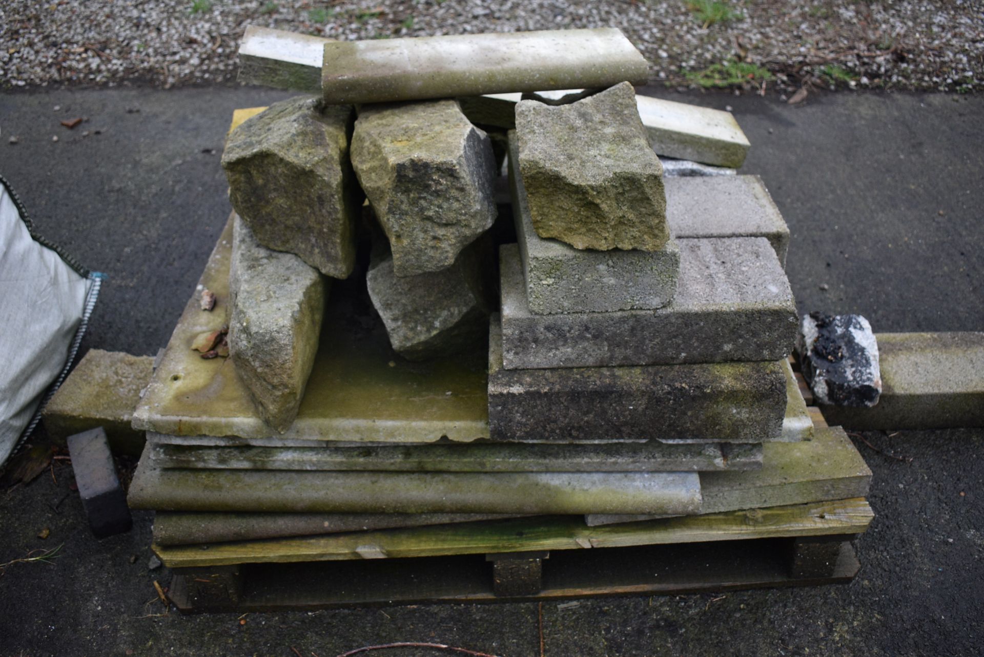 *Pallet of Breezeblocks, Cobblestones, Concrete, and York Stone