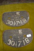 Pair of LNER Cast Iron Wagon Plates "301718 Darlin