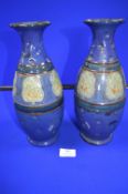 Pair of Royal Doulton Blue Vases