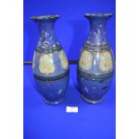 Pair of Royal Doulton Blue Vases