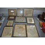 Ten Framed Vintage Maps 1740's etc.