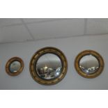 Set of Three Graduated Gilt Framed Convex Mirrors