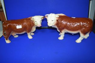 Pair of Butcher's Pottery Display Bulls