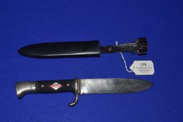 Original Wartime German Dagger with Sheath, Blade Stamped Flamme Louper, Solingen