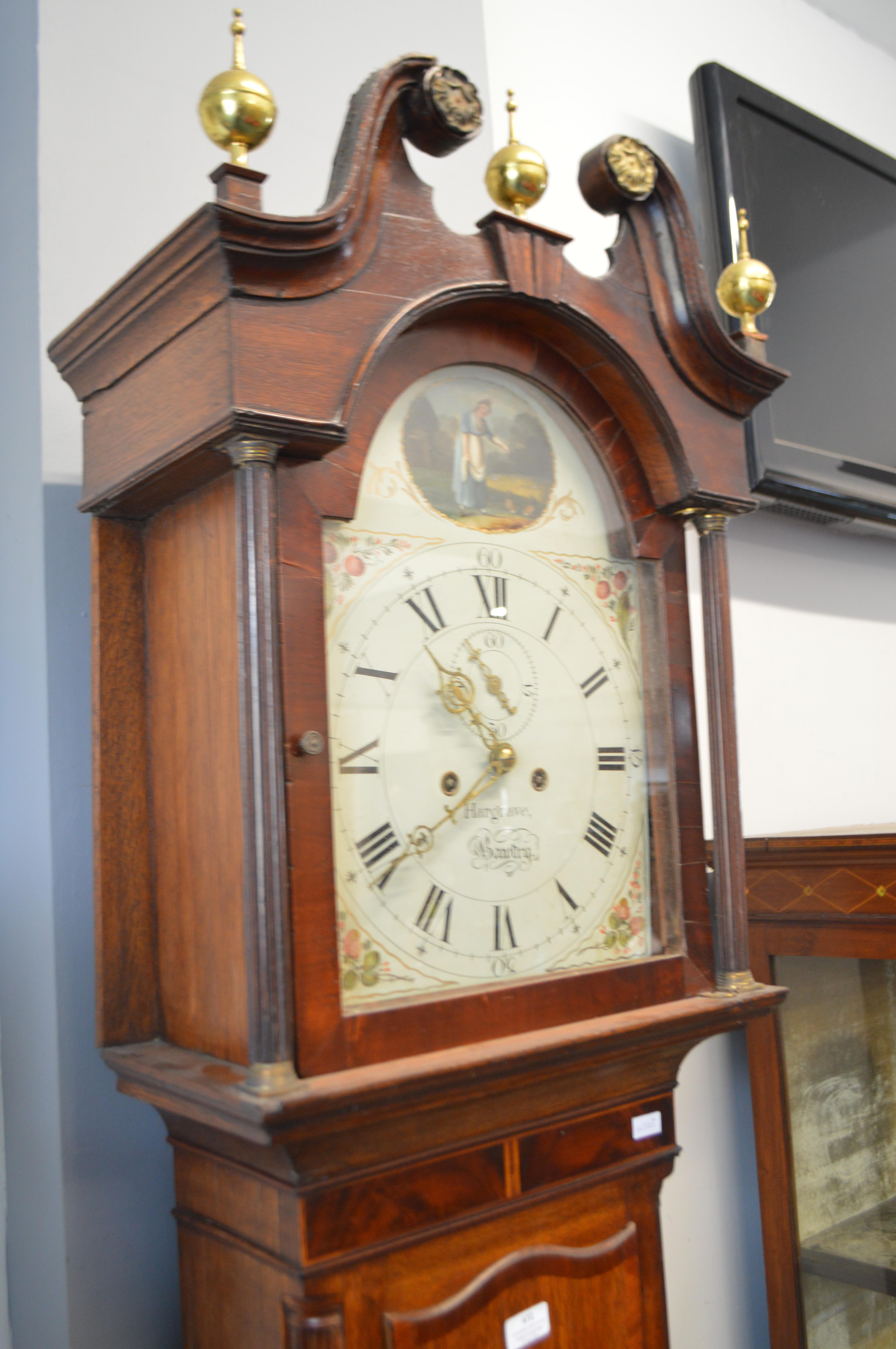 Long Case Clock with Painted Face and Oak & Mahoga - Image 3 of 5