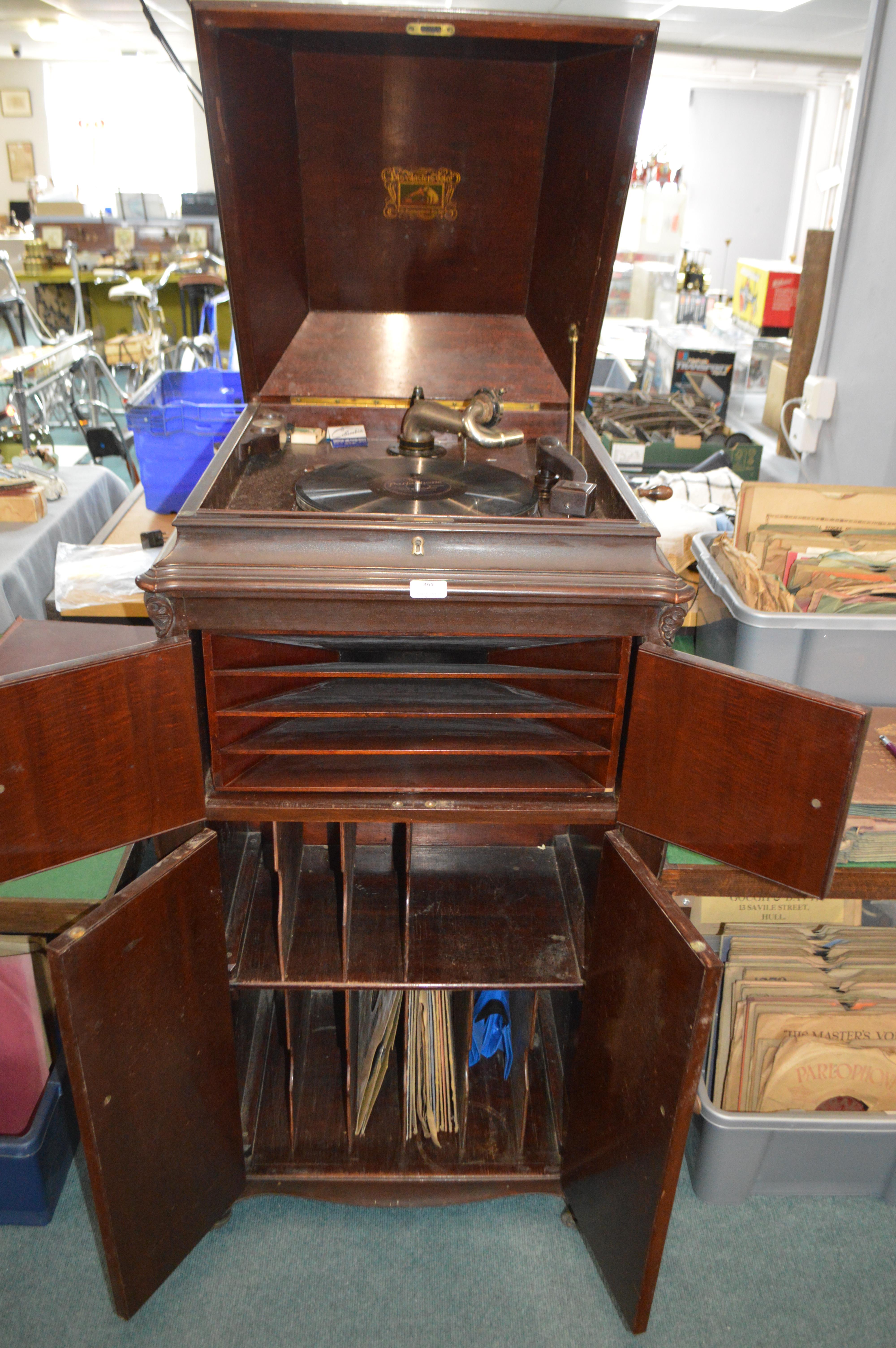 HMV Windup Gramophone Cabinet with 78rpm Records - Image 2 of 5