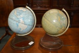 Two Chad Valley Tinplate Globes