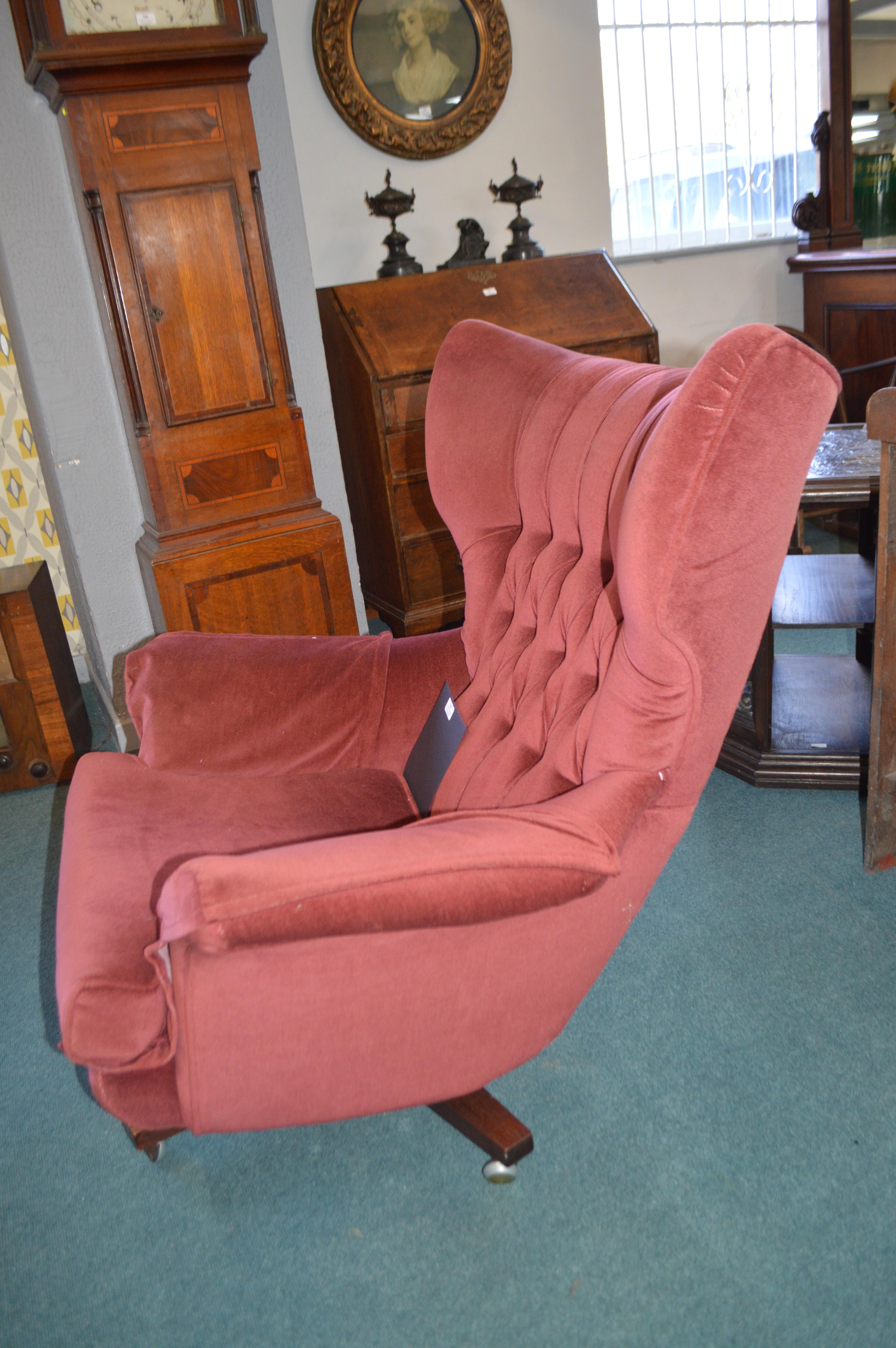 Burgundy Dralon Upholstered Wingback Swivel Chair - Image 2 of 3