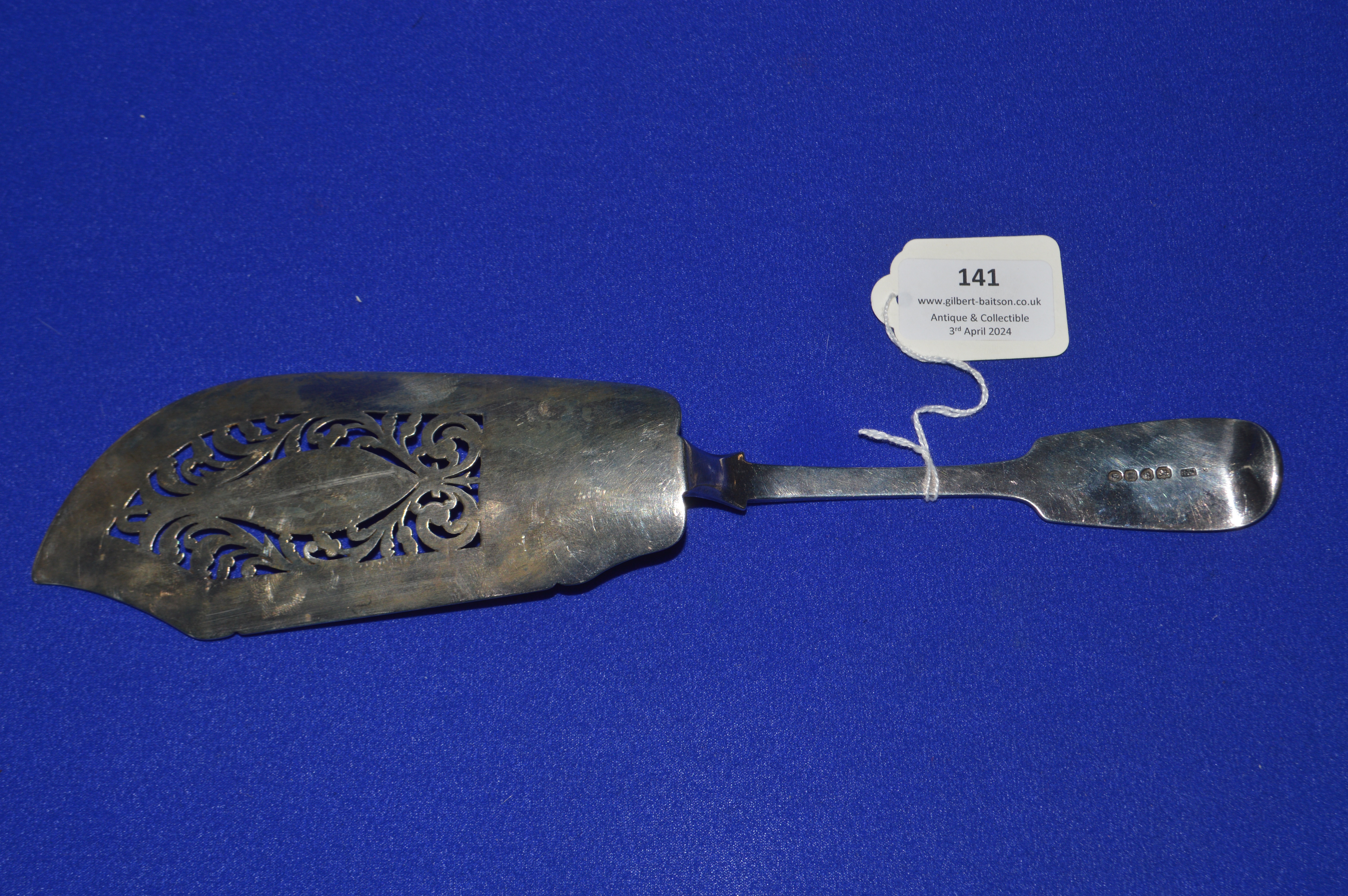 Hallmarked Silver Fish Slice - London, 1835, 157g