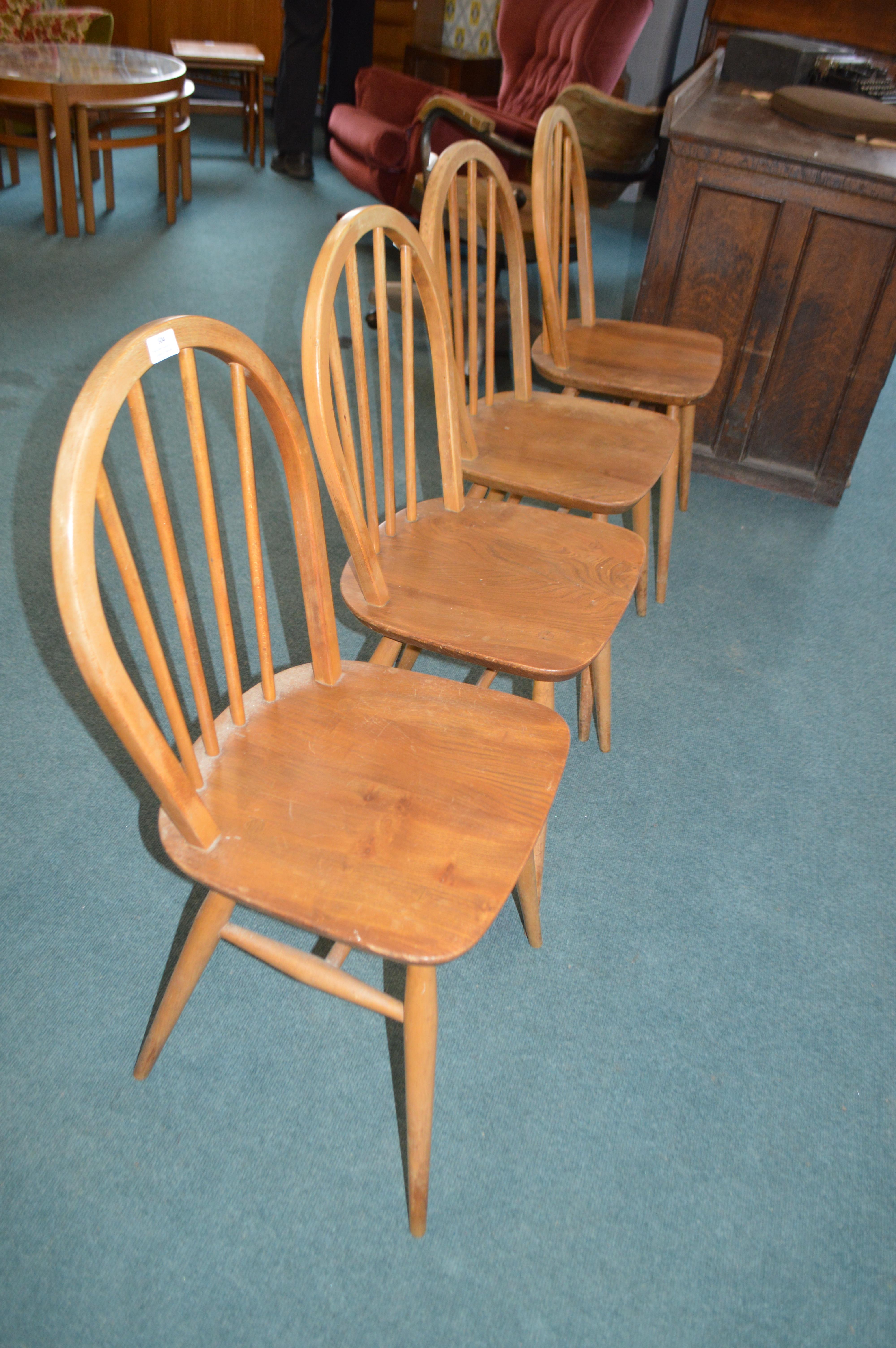 Set of Four Ercol Spindle Back Chairs - Image 2 of 3