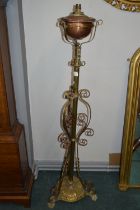 Brass & Copper Metalwork Standard Lamp Converted t