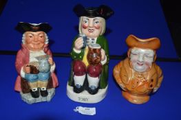 Three Toby Jugs Including Crown Devon Musical Toby
